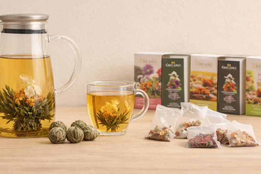 set caraffa con te fioriti