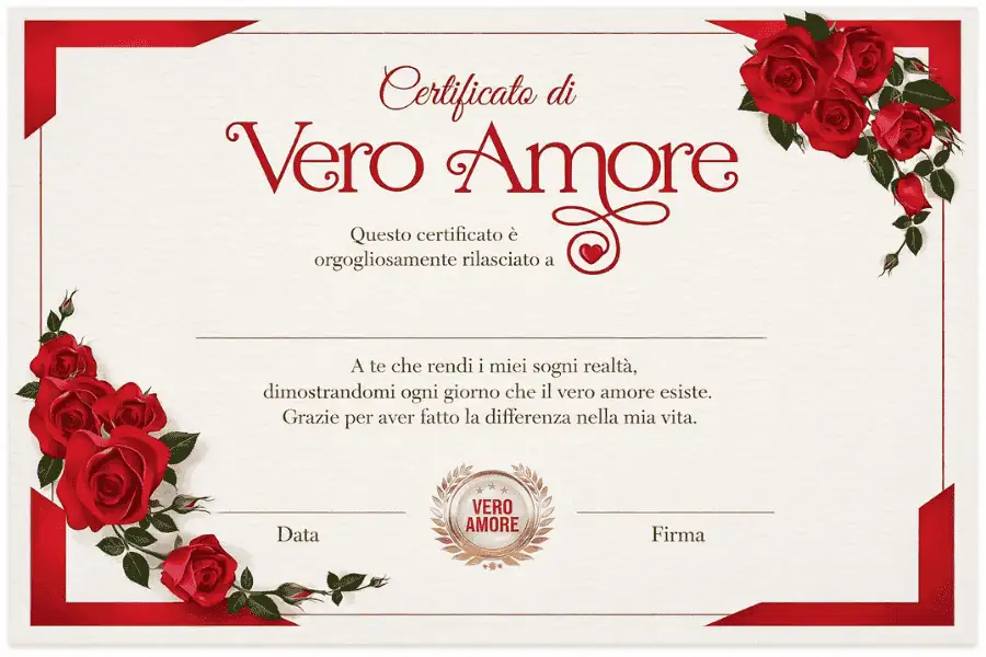 certificato vero amore